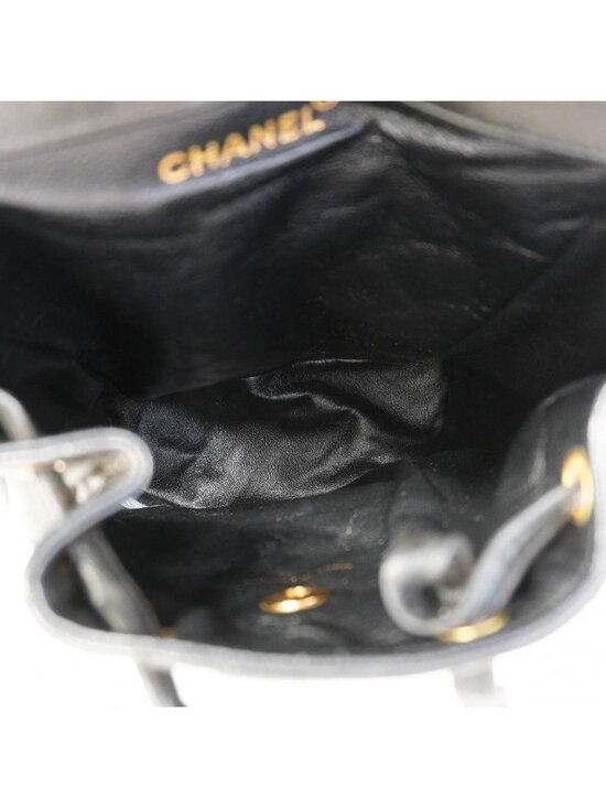 Chanel Backpack Quilted Lambskin Black Gold main image 9